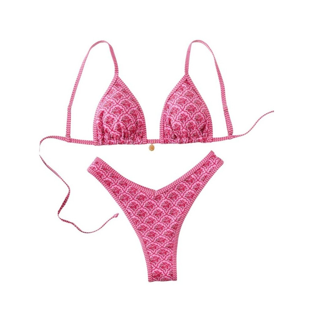 Women's Triangle Thong Bikini Sets Y2k Floral Cute Bikinis String S